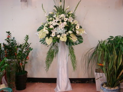 [e11]白色婉惜大型豪华高架花篮乙对(五) 花店,代客送货,桃竹苗送货