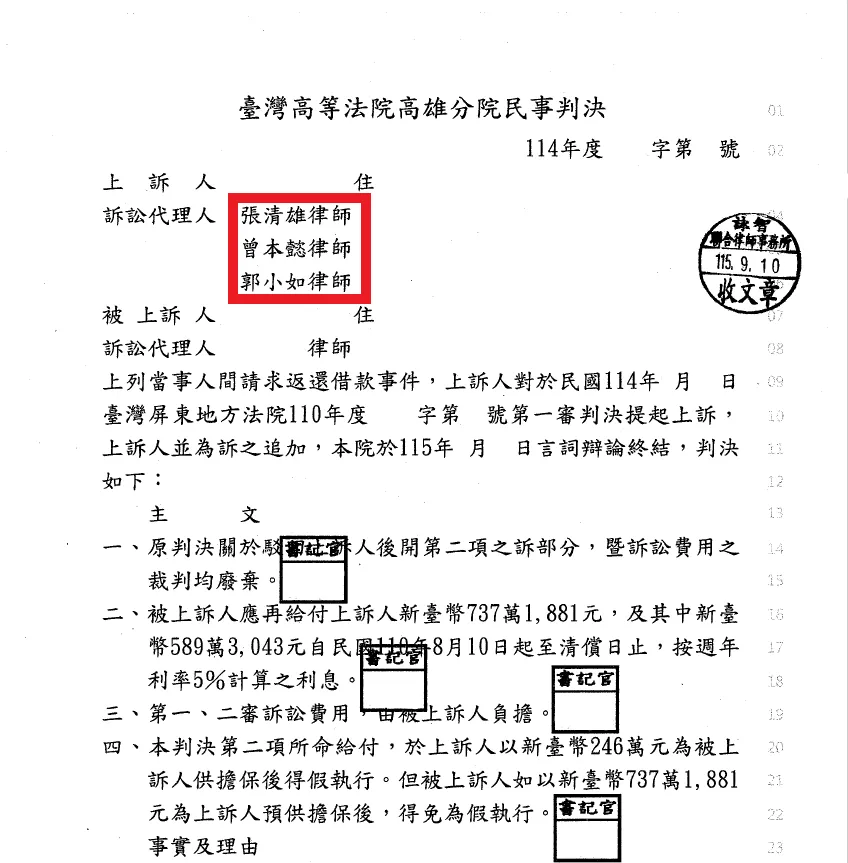 勝訴案例