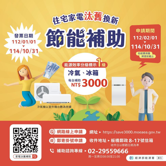 住宅家電汰舊換新節能補助資訊