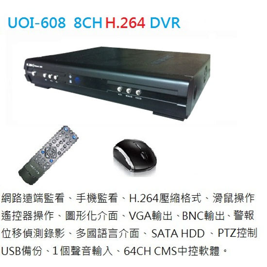 UOI608 8路H.264 DVR