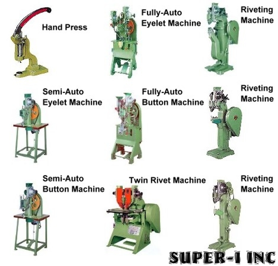 鉚釘機, 雞眼機, 鈕扣機, 手壓台, 手壓鋼模, 鉚合機台
