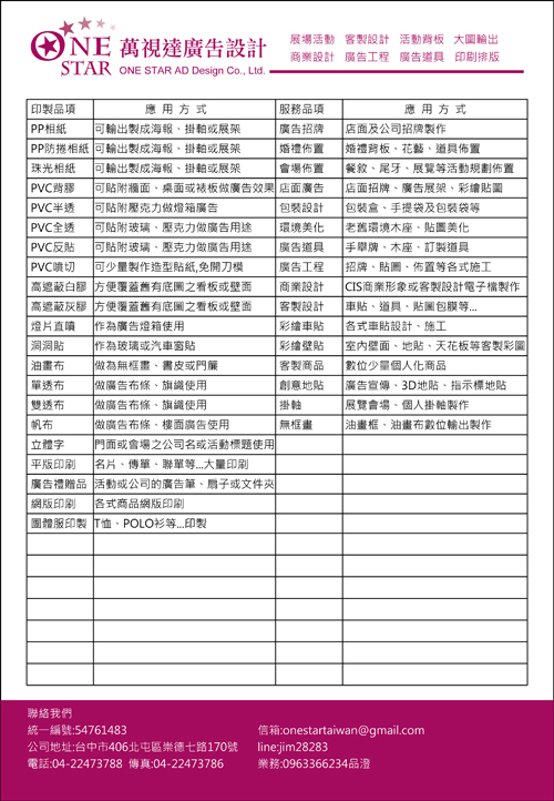公司營業項目