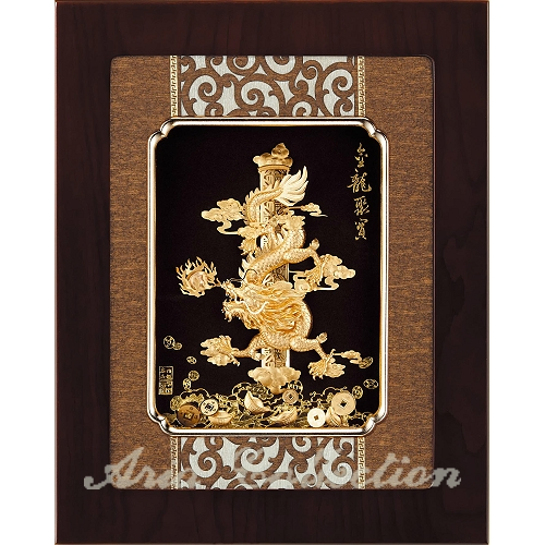 金龍聚寶立體金箔畫