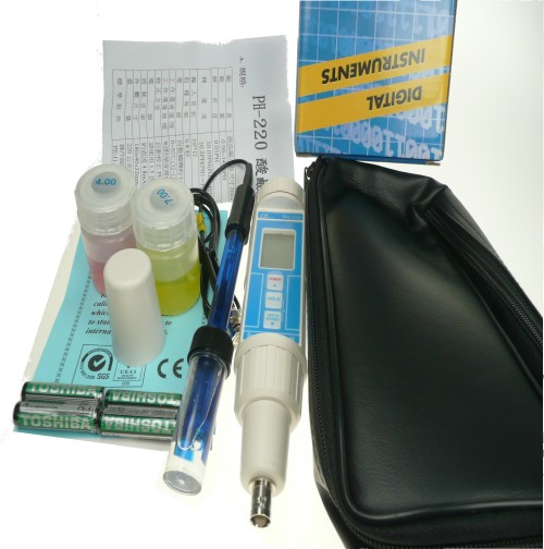 防水筆型酸鹼度計 PH-220, PH4,PH7各一罐, PH電極 X 1