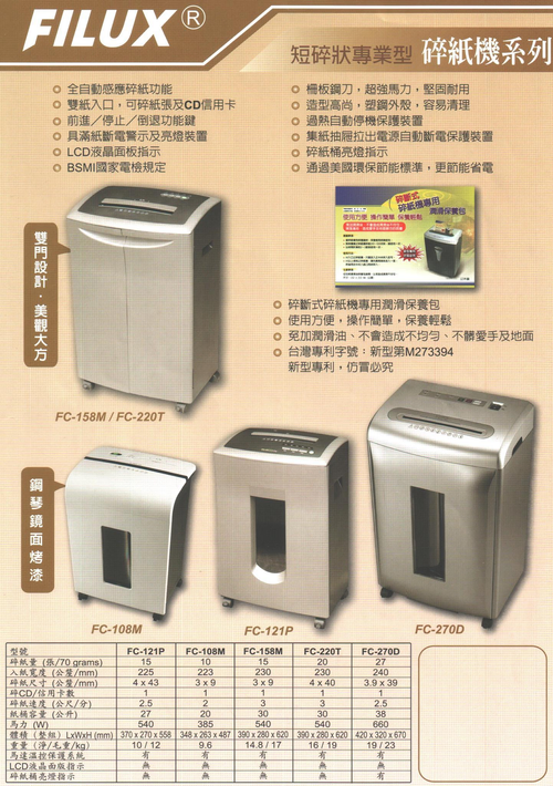 FILUX碎紙機-全系列