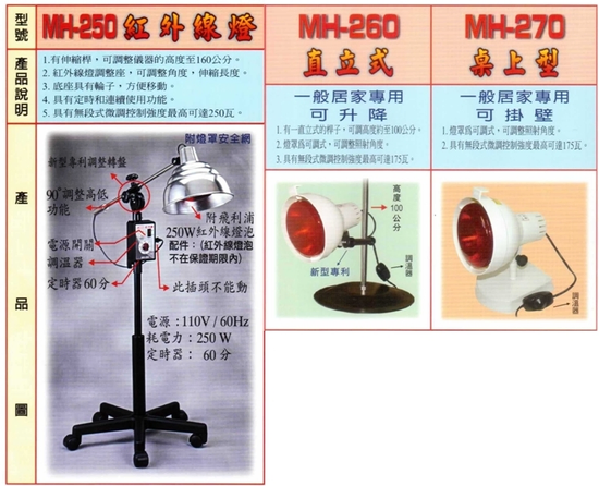 紅外線燈(直立式-桌上型)
