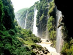馬嶺河峽谷風景區中下游萬峰林的油菜花是以平坦而著稱，那十萬大山的油菜花，每年的春節過後，油菜花競相開放，遍滿整個山野。