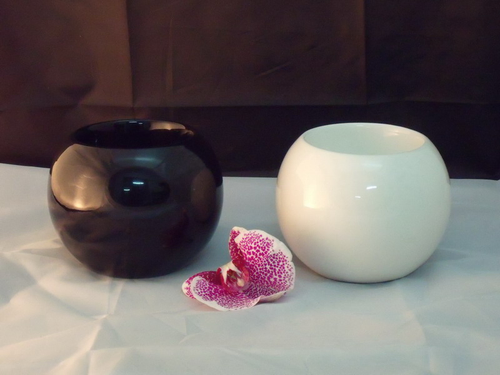 中球型花器(雙層)~白&黑