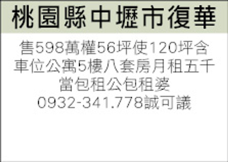 +租售桃園中壢市內壢國中旁8套房每間套房75萬共售598萬