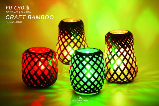 竹編玻璃led蠟燭燈組