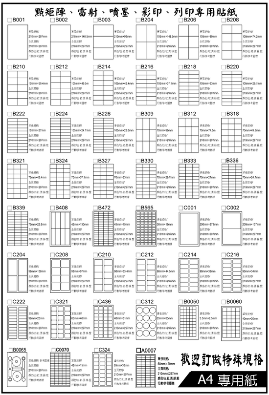 各種空白標籤紙