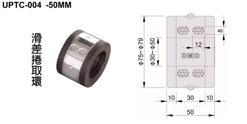 滑差捲取環.差速環UPTC-004-50mm說明及尺寸圖