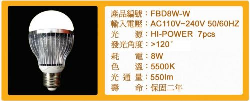 8W 5500 K 燈泡