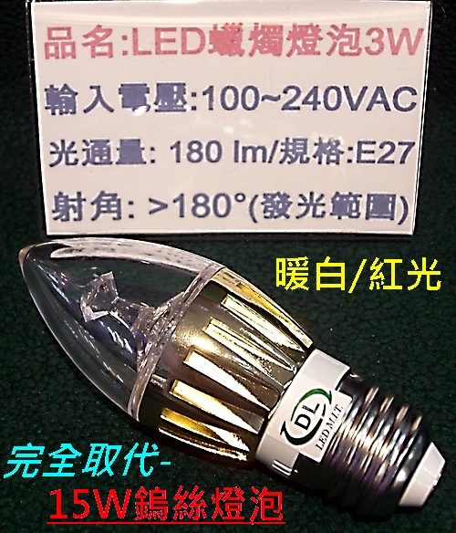 E27/3W蠟燭燈_大尖清