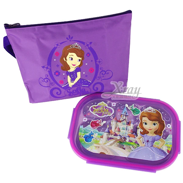 小公主蘇菲亞不鏽鋼樂扣餐盤附袋(紫.城堡)