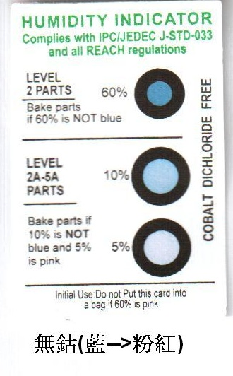 三點式無鈷濕度指示卡