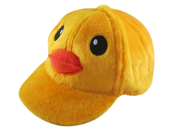 可愛爆款黃色小鴨立體嘴巴/(50~54cm)絨毛球帽