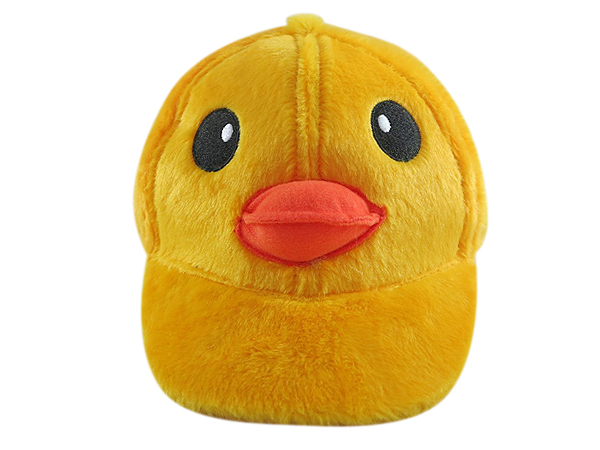 可愛爆款黃色小鴨立體嘴巴/(50~54cm)絨毛球帽