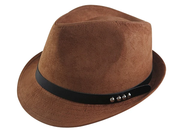 流行質感(4鉚釘黑皮帶)緞帶設計羊毛爵士帽