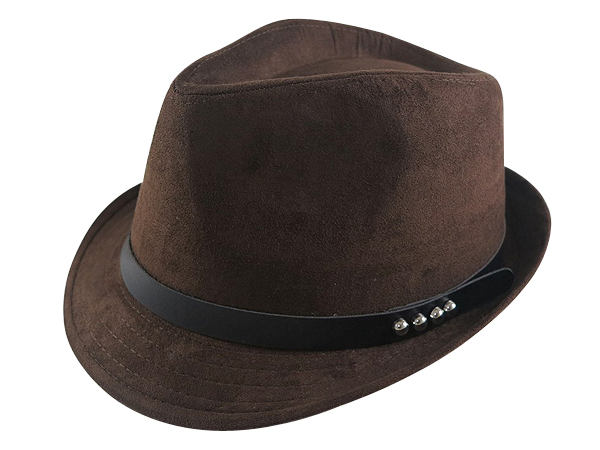 秋冬限定/ 男帽女帽 -流行質感(4珠子黑皮帶)緞帶設計羊毛爵士帽-紳士帽