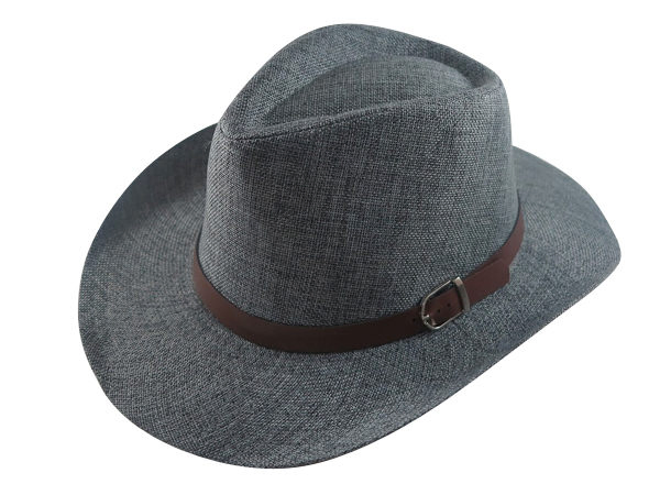 秋天限定/ 男帽女帽 -流行(咖啡皮鈕扣)麻紗寬邊(7cm)紳士帽-3色