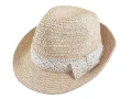 最頂級帽款-手創拉菲亞編織禮帽 - 白色蕾絲