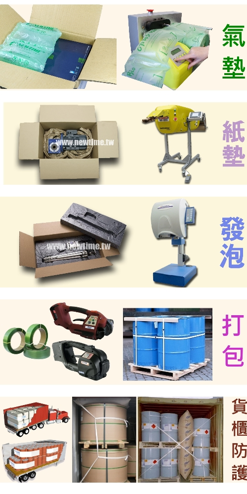 緩衝氣墊機貨櫃防撞袋束帶機PU發泡機重件綑綁帶緩衝紙墊衝擊指示器
