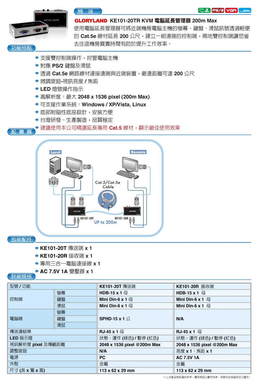 KE101-20TR產品中文規格資料