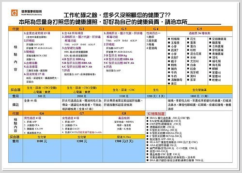 價目表