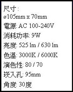 95崁燈規格
