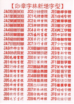 字型表2