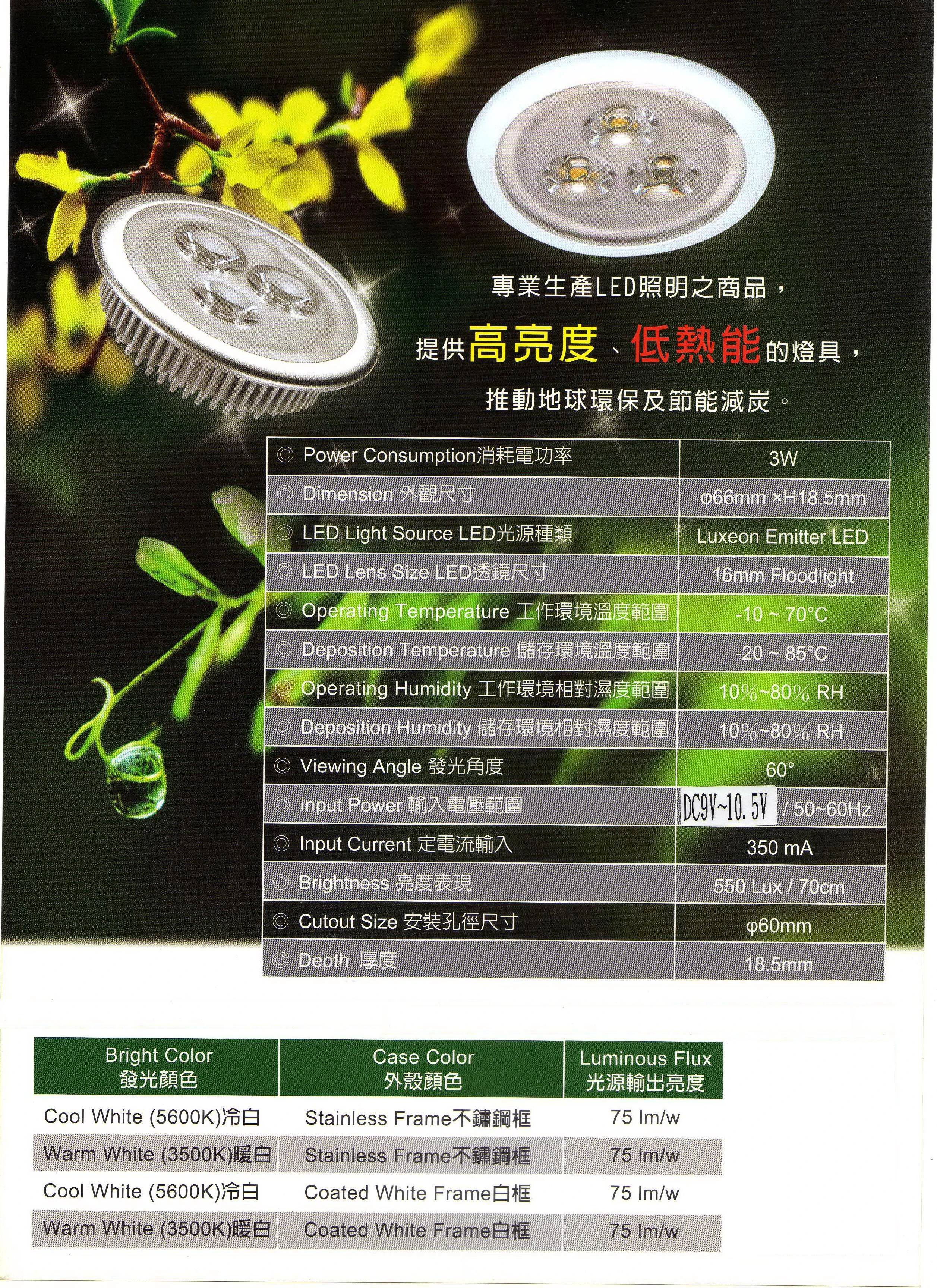 LED崁燈3W PC-ST