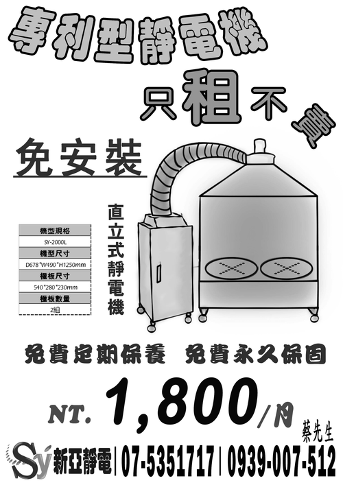 新款專利型直立式靜電機