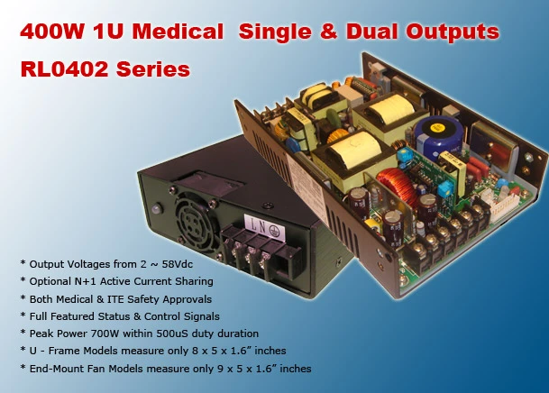 200/300/400W 1U PFC DC Medical Power Supply 醫療用交換式電源供應器系列