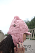 秋冬新款針織毛線護耳帽(粉紅)