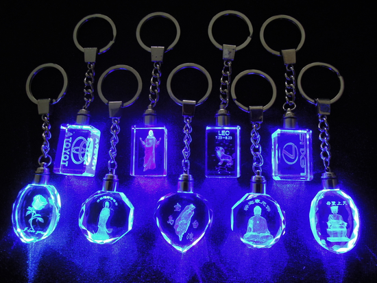 水晶 LED 鎖匙扣 水晶內雕