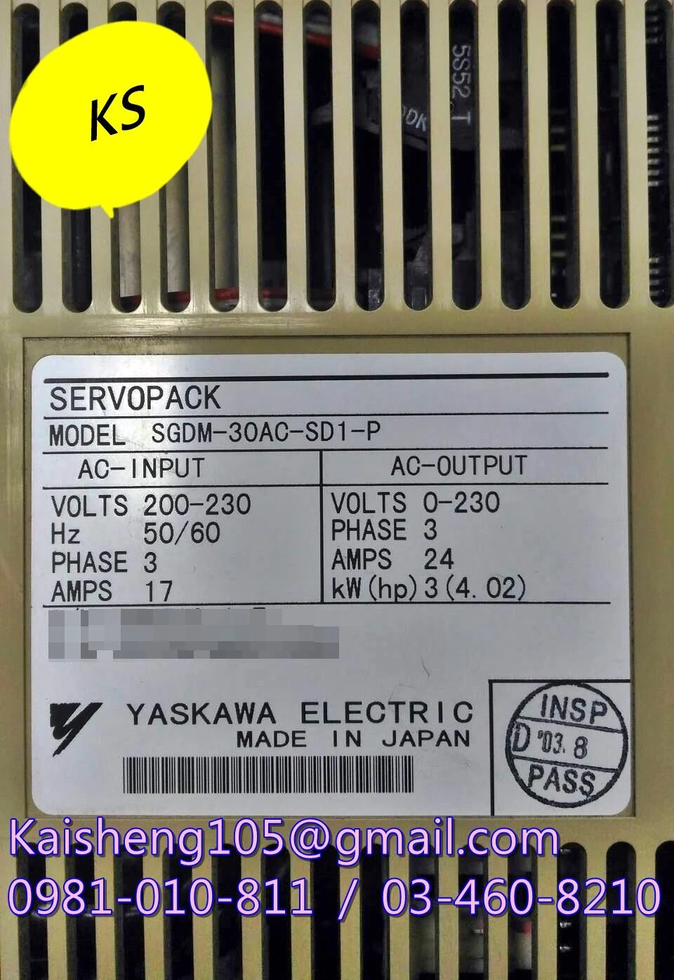 安川驅動器:SGDM-30AC-SD1-P