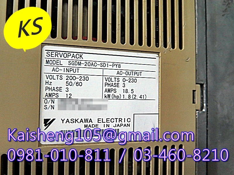 【KS】安川YASKAWA驅動器：SGDM-20AC-SD1-PY8【現貨+預購】