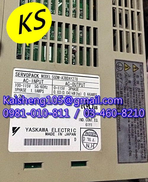 【KS】安川YASKAWA驅動器:SGDM-A3BDAY278【現貨+預購】
