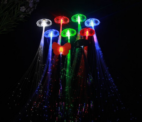 LED髮辮. 光纖.燈光多彩.含鈕扣電池