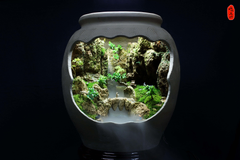 山水陶甕