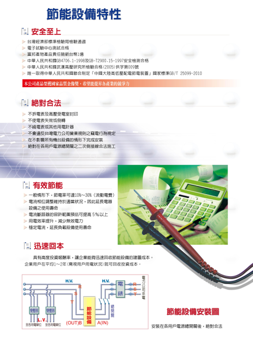節能設備省電器特性