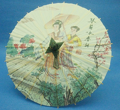 鹿港阿嬤精緻手工傘(中.22cm)傘)山水花卉人物棉紙傘‧ 鹿港創意文化饋贈外國友人的好禮