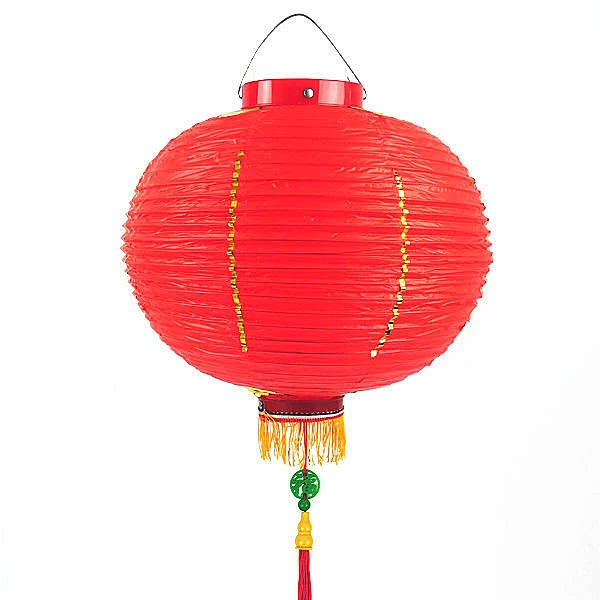 14吋大紅燈籠 (福字吊飾)PVC塑膠燈籠年節裝飾