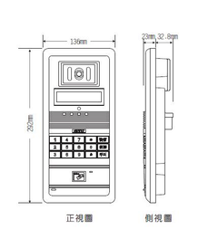 對講機正視及側視圖