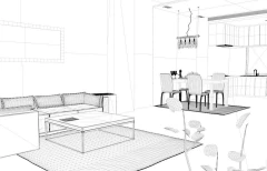 室內3D黑白設計圖