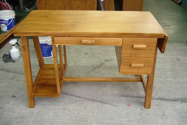 柚木書桌 實木電腦桌椅 客摺疊辦公桌椅 台中2手貨