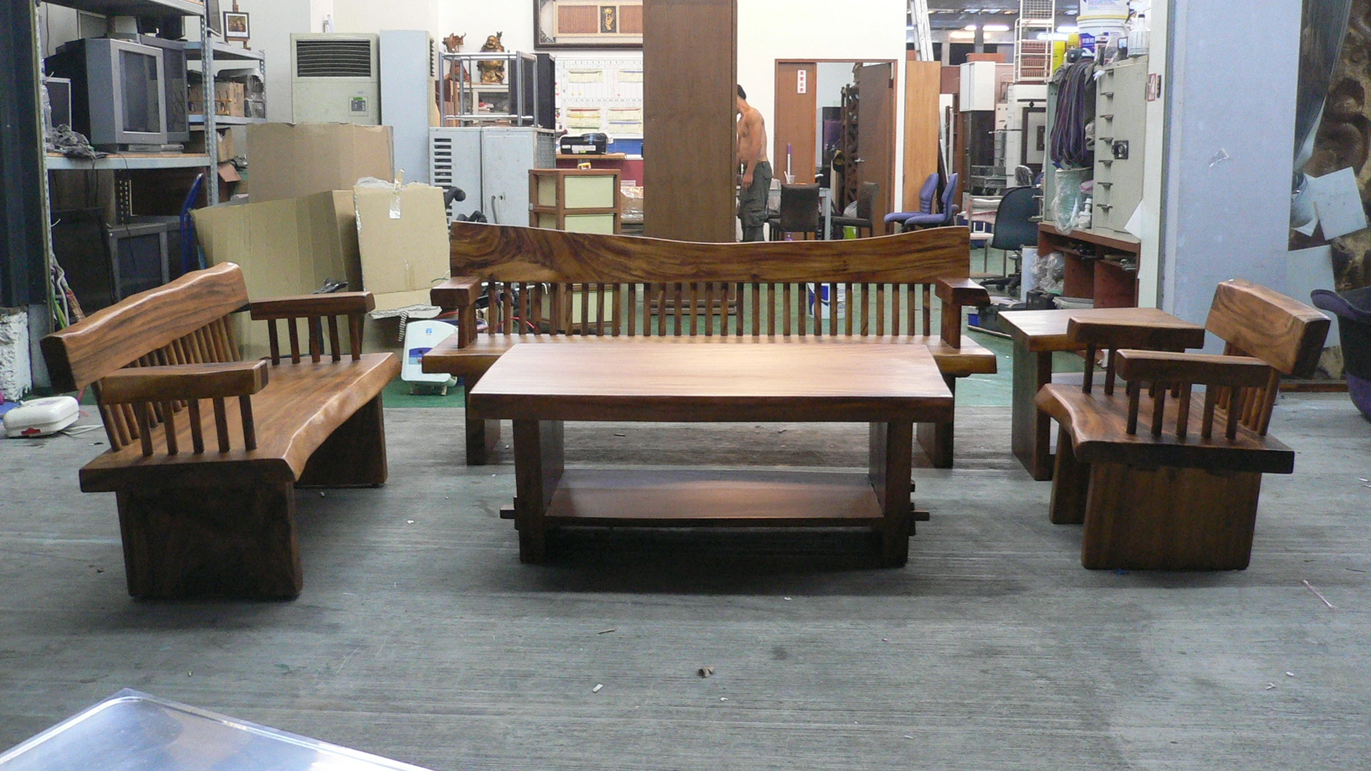 新雨豆木木板椅*實木木沙發 含大小茶几桌 矮桌