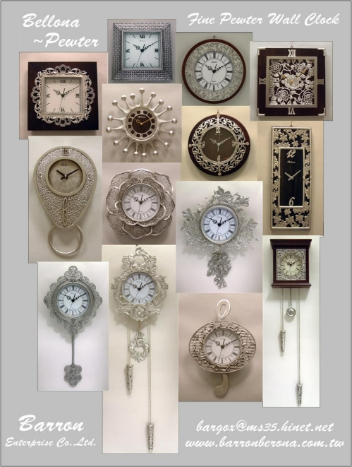 嫻熟高雅的超設計感掛鐘--另類寶藏Pewter Wall Clock.