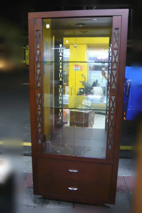 二手諾曼胡桃色玻璃展示櫃